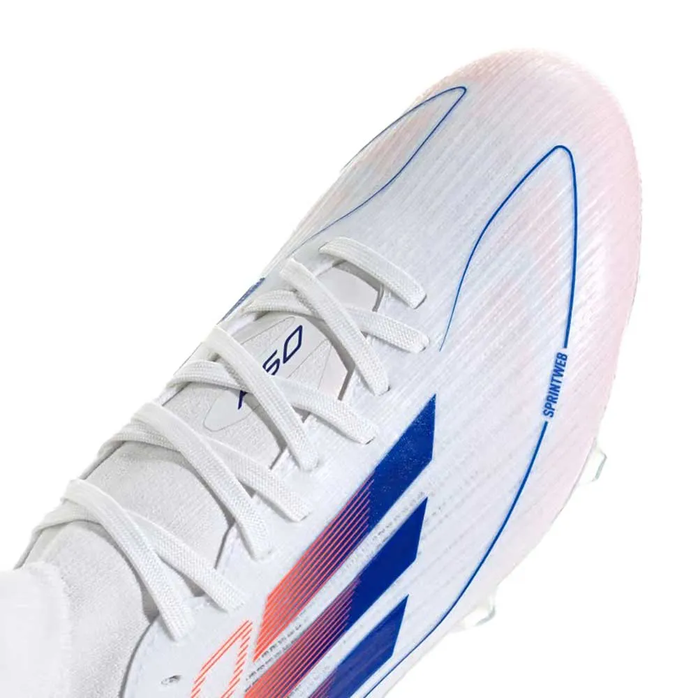 Women's F50 Pro Mid FG Soccer Cleats - Cloud White / Lucid Blue / Solar Red - Regular (B)