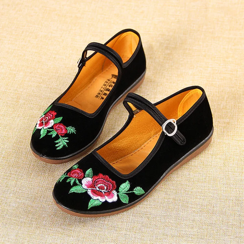 Women's Flat Black Soft Bottom Dance Hotel Canvas Shoes