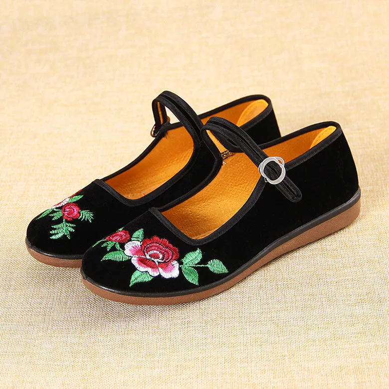 Women's Flat Black Soft Bottom Dance Hotel Canvas Shoes