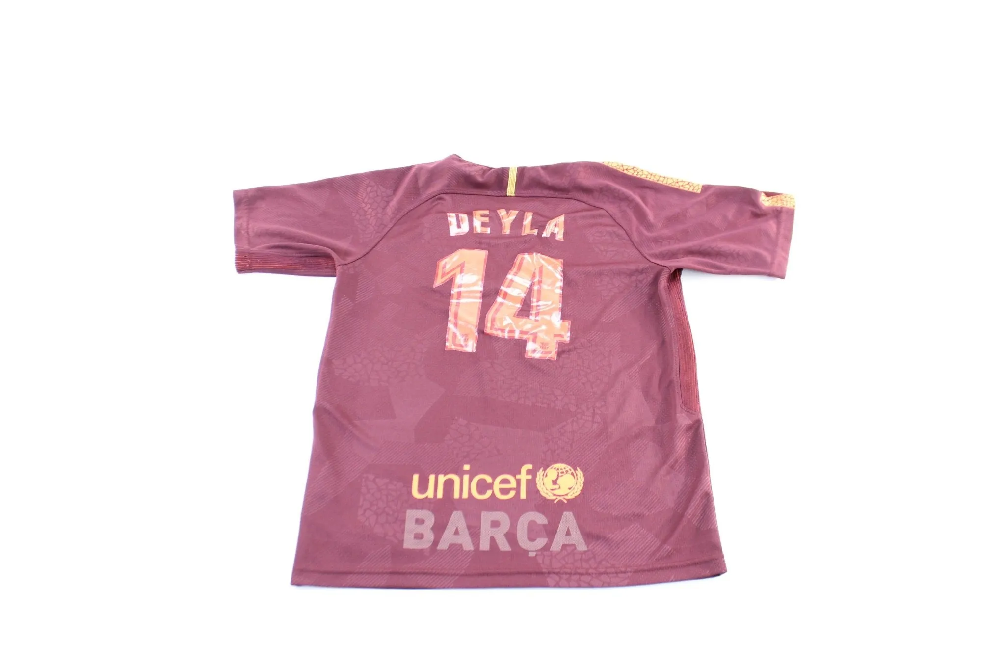 Women's Nike Embroidered Logo FC Barcelona #14 Deyla Soccer Jersey